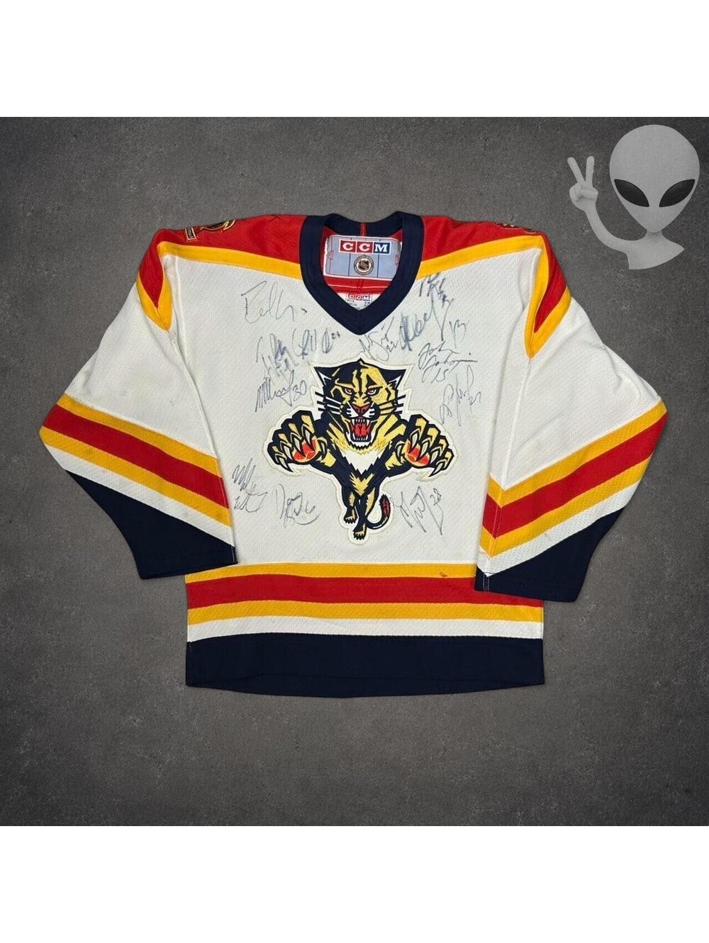 CCM Florida Panthers Vintage Jersey Women XXS White Signed 90s NHL Hockey